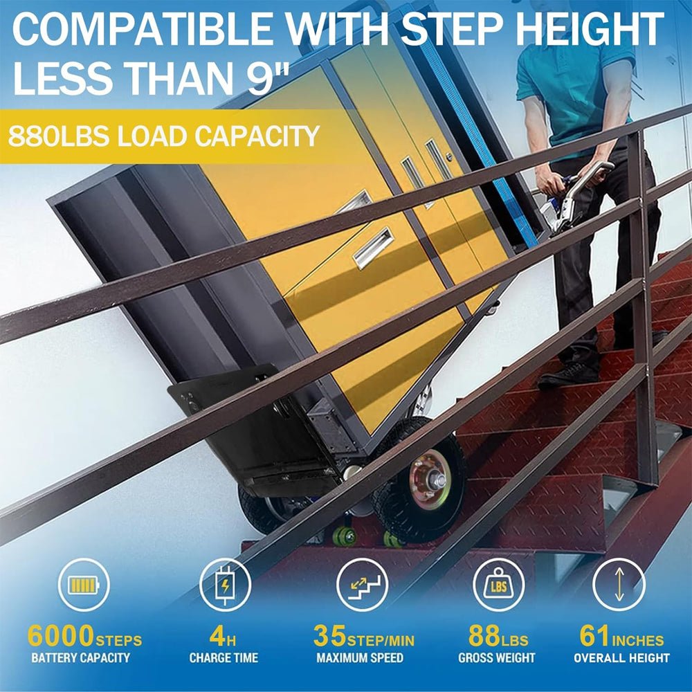Heavy Duty Electric Motorized Stair Climbing Hand Truck Dolly, 880LBS (96372821) - SAKSBY.com - Dollies & Hand Trucks - SAKSBY.com