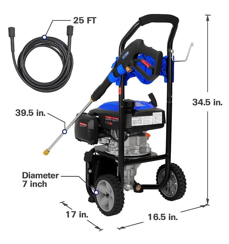 Heavy Duty High Pressure Gas Power Washer With 5 Nozzles, 3100 PSI 2.4 GPM (94761859) -Measurement View