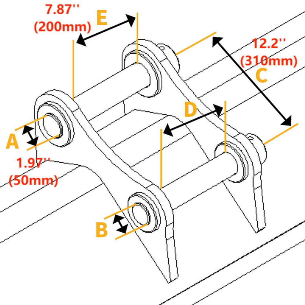 Heavy-Duty Hammer Hydraulic Excavator Concrete Pulverizer Processor, 18" (SAK87314) - Dimensions - Saksby Wholesale