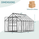 Heavy Duty Large Premium Aluminum Outdoor Polycarbonate Walk-In Greenhouse W/ Sliding Doors, 12x8x8FT (91842753) - Side View