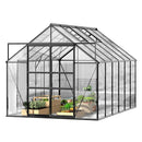 Heavy Duty Large Premium Aluminum Outdoor Polycarbonate Walk-In Greenhouse W/ Sliding Doors, 12x8x8FT Side View