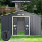 Heavy Duty Outdoor Metal Garden Tool Shed With Lockable Sliding Doors, 11' x 10' (95081295) - Front View