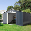 Heavy Duty Outdoor Metal Garden Tool Shed With Lockable Sliding Doors, 11' x 10' (95081295) - Side View