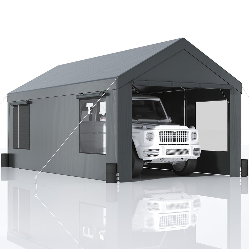 Heavy Duty Outdoor Premium Garage Tarp Canopy Shelter W/ Removable Sidewalls, 12x20FT (94615328) - SAKSBY.com - Sheds, Garages & Carports - SAKSBY.com