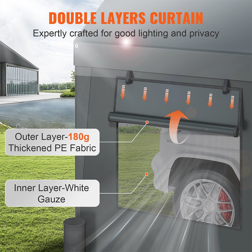 Heavy Duty Outdoor Premium Garage Tarp Canopy Shelter W/ Removable Sidewalls, 12x20FT (94615328) - SAKSBY.com - Sheds, Garages & Carports - SAKSBY.com