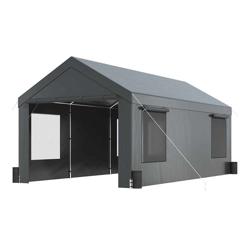 Heavy Duty Outdoor Premium Garage Tarp Canopy Shelter W/ Removable Sidewalls, 12x20FT (94615328) - SAKSBY.com - Sheds, Garages & Carports - SAKSBY.com