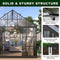 [10x12FT] Heavy Duty Outdoor Walk-In Polycarbonate Patio Greenhouse With Sliding Doors & Vents (SAK92846) - Saksby Wholesale - Product Features View