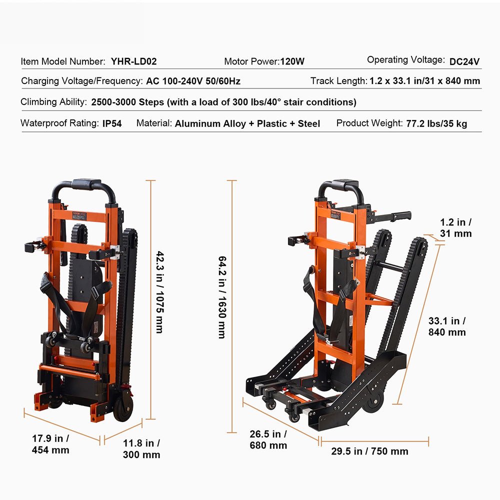Heavy Duty Premium Electric Folding Stair Climbing Wheelchair Hand Trucl Dolly, 450LBS (SAK23175) - SAKSBY.com - Dollies & Hand Trucks - SAKSBY.com