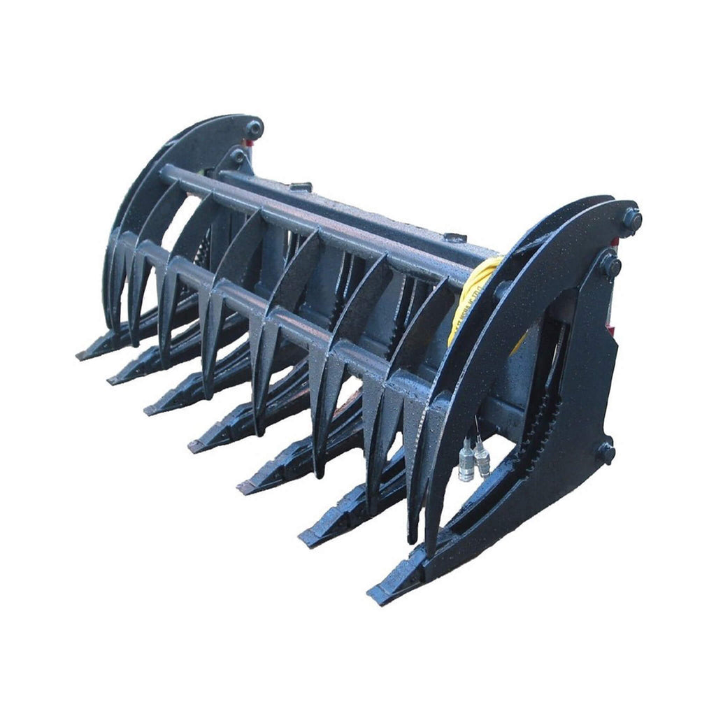 Heavy-Duty 74-Inch Root Rake Grapple Skid Steer Attachment With Teeth (SAK98230) - Saksby Wholesale - Front Left View