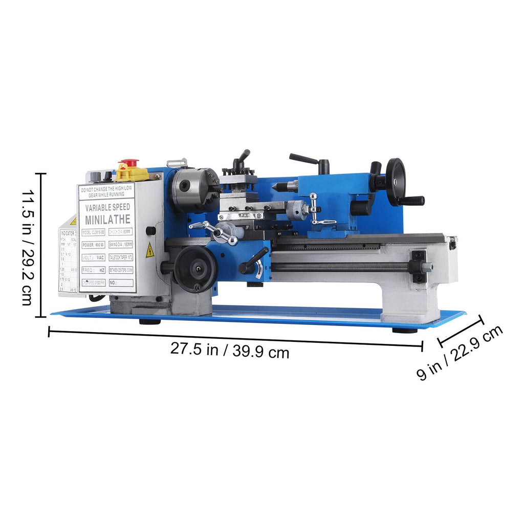 Heavy-Duty Small Bench Top Metalworking Lathe Machine W/ Accessories (7x12)" (94203871) -Measurement View