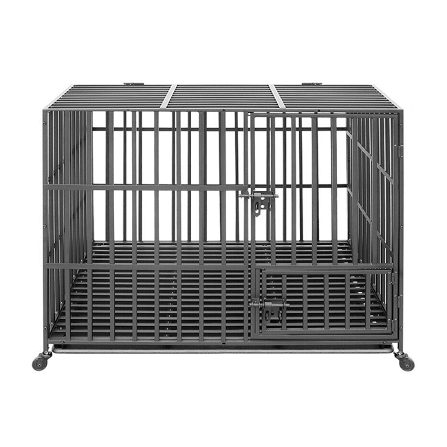Heavy Duty Square Tube Dog Crate Playpen With Wheels & Tray