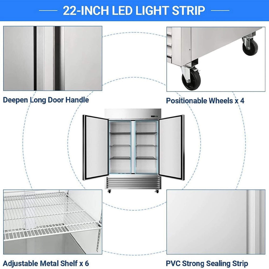 Large 49 Cu.Ft. Two Door Stainless Steel Commercial Industrial Restaurant Freezer, 54" (SAK57246) - Saksby Wholesale - Parts View
