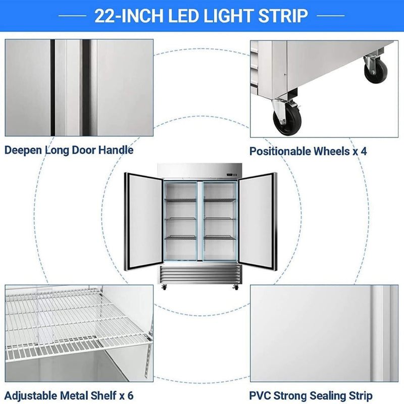 Large 49 Cu.Ft. Two Door Stainless Steel Commercial Industrial Restaurant Freezer, 54" (SAK57246) - Saksby Wholesale - Parts View