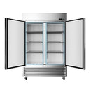 Large 49 Cu.Ft. Two Door Stainless Steel Commercial Industrial Restaurant Freezer, 54" (SAK57246) - Saksby Wholesale - Open Doors View