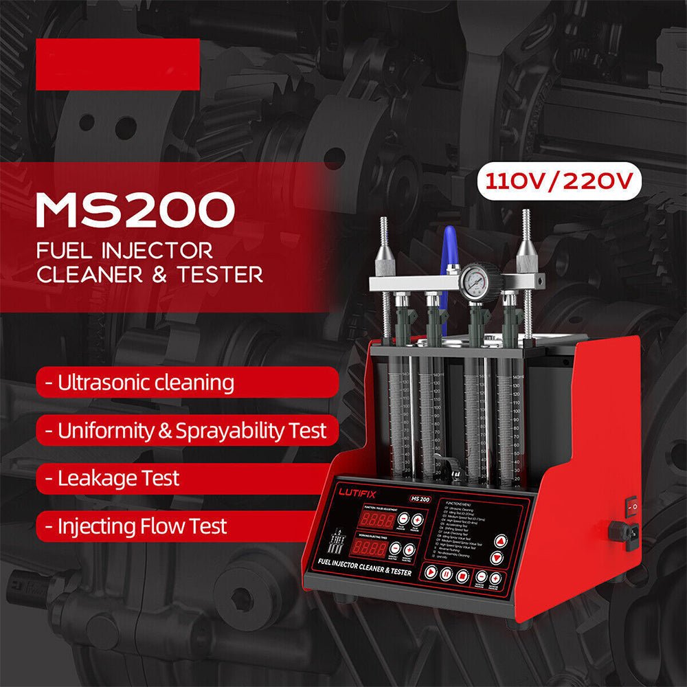 Heavy Duty Ultrasonic Fuel Gas Injector Car Cleaner Tester Machine, 4 Cylinder (97236540) - SAKSBY.com -Side View