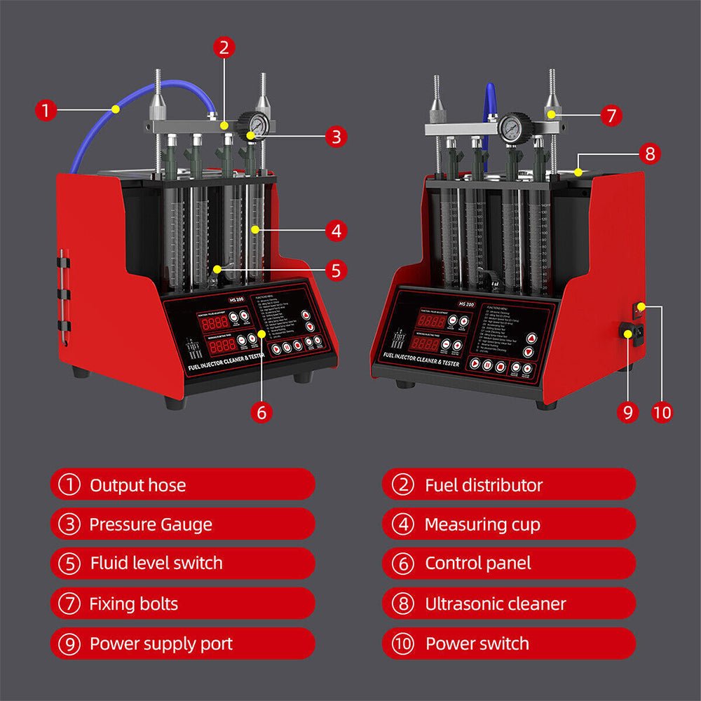 Heavy Duty Ultrasonic Fuel Gas Injector Car Cleaner Tester Machine, 4 Cylinder (97236540) - Comparison View
