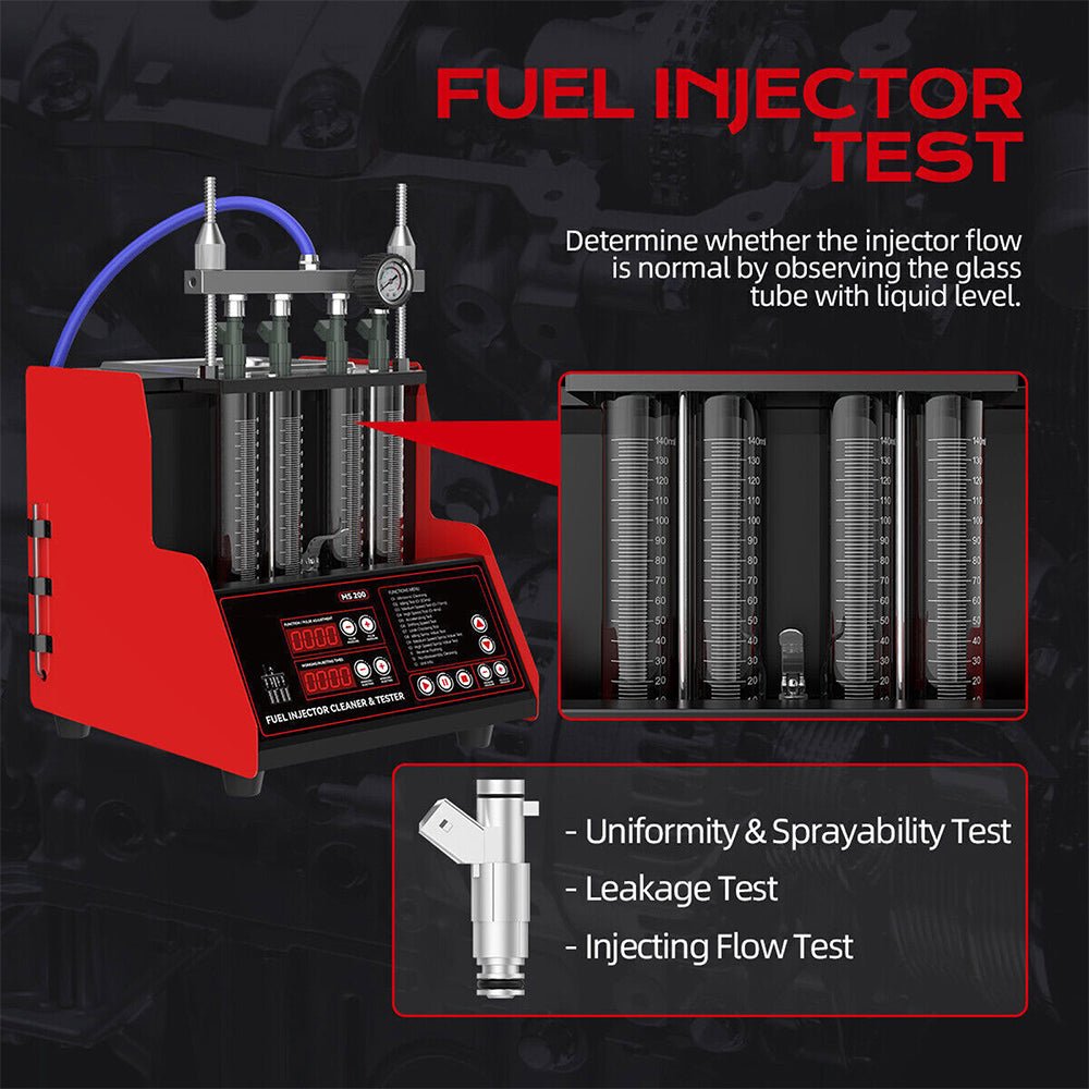 Heavy Duty Ultrasonic Fuel Gas Injector Car Cleaner Tester Machine, 4 Cylinder (97236540) - SAKSBY.com - Zoom Parts View