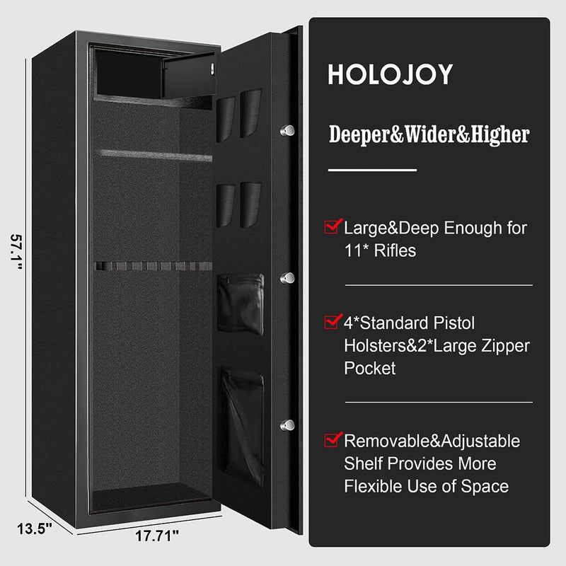 High Capacity Extra Large Biometric Home Gun Safe With Inner Lockbox For Rifles & Pistols (93516472) - Measurement View