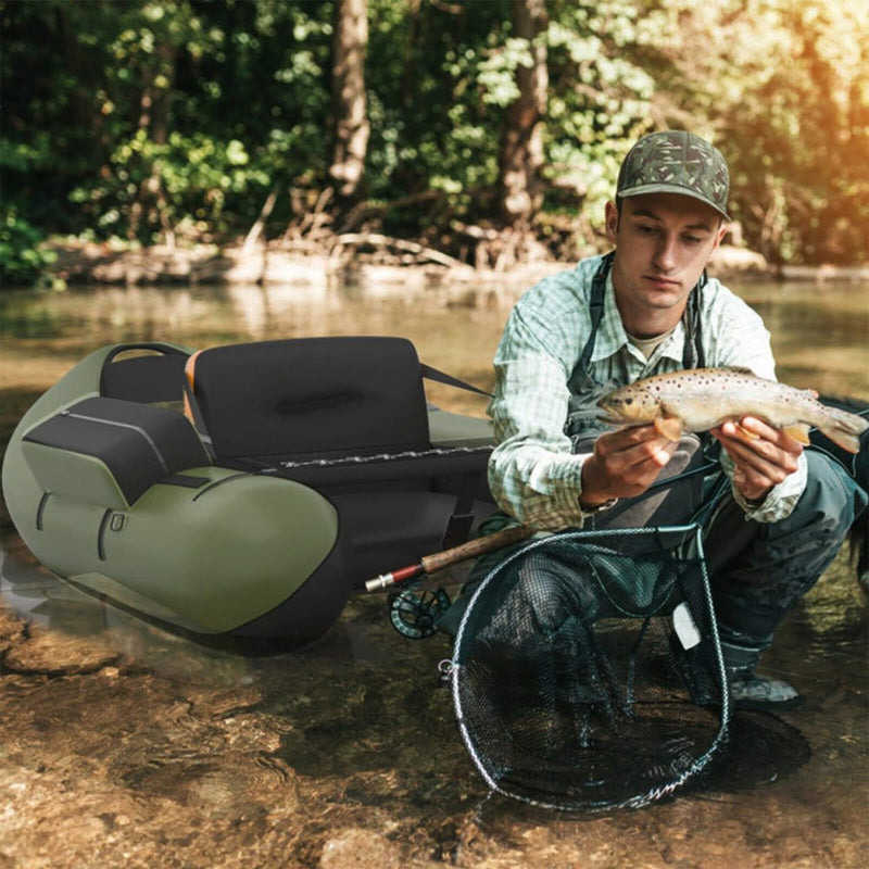 Inflatable Fishing Float Tube Boat With Pump & Fish Measure Ruler, 4.5FT (SAK36425) - Saksby Wholesale - Lifestyle View