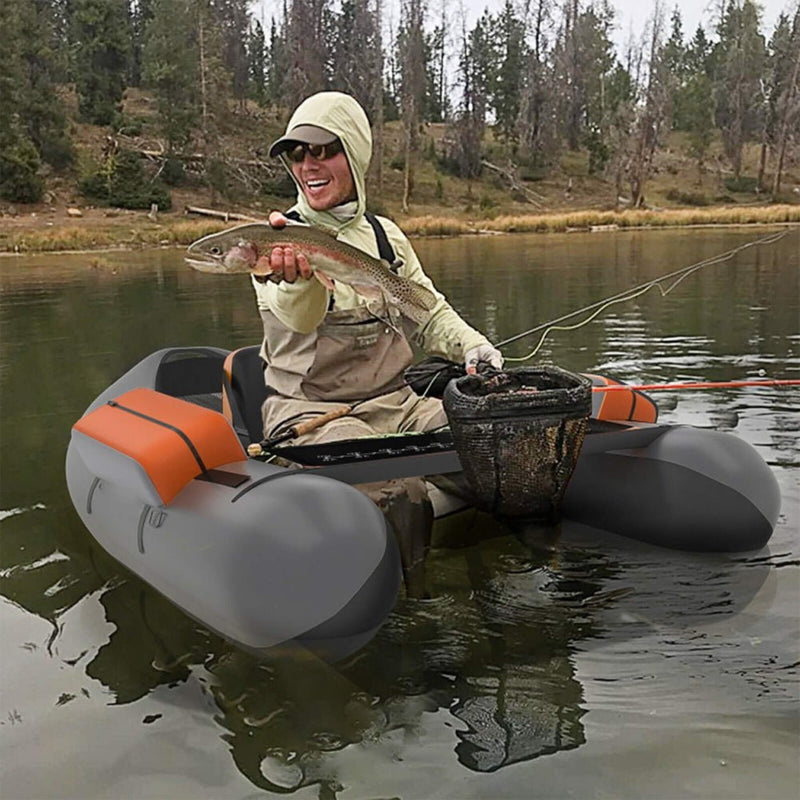 Inflatable Fishing Float Tube Boat With Pump & Fish Measure Ruler, 4.5FT (SAK36425) - Saksby Wholesale - Lifestyle View