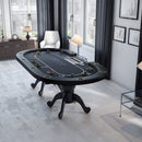 INO Premium Black Oval Poker Table With Curved Legs And DropBox, 96" (91724836) - SAKSBY.com - Poker Tables - SAKSBY.com