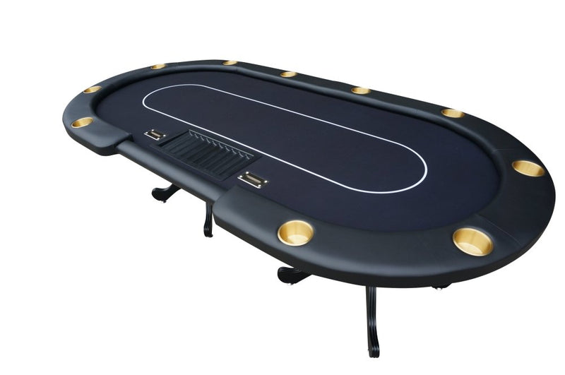 INO Premium Black Oval Poker Table With Curved Legs And DropBox, 96" (91724836) - SAKSBY.com - Poker Tables - SAKSBY.com