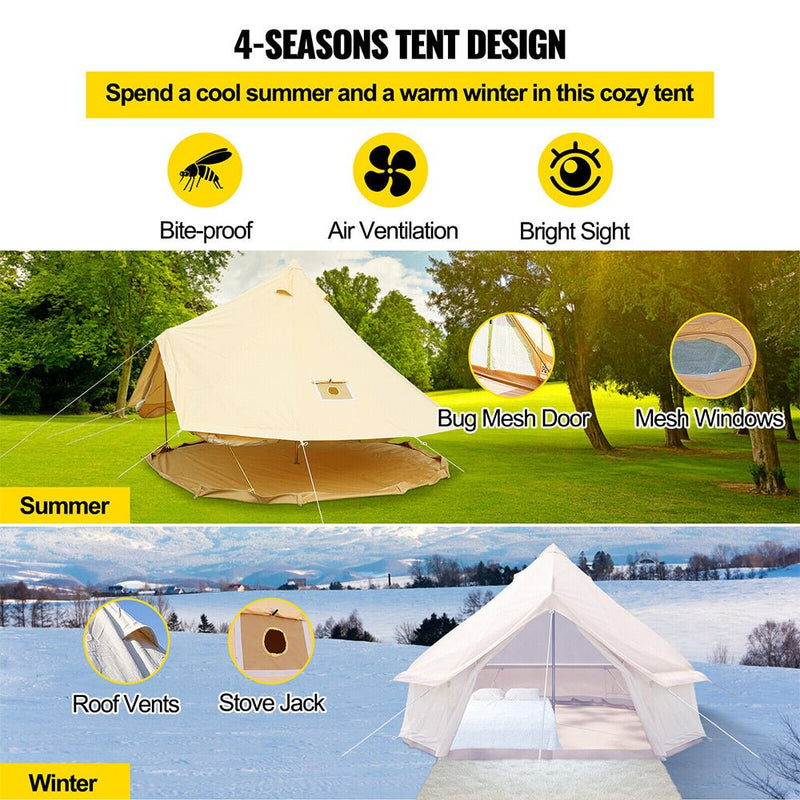 Large 10 Feet Outdoor Luxury Glamping Yurt Teepee Canvas Camping House W/ Stove Jack (91283645) Zoom Parts View