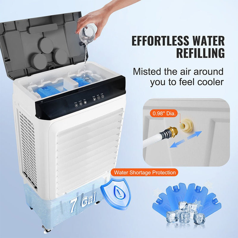 Large 2100 CFM Portable Evaporative Swamp Air Cooler With Humidifier, 7 Gal (95730421) - SAKSBY.com - Air Cooler - SAKSBY.com