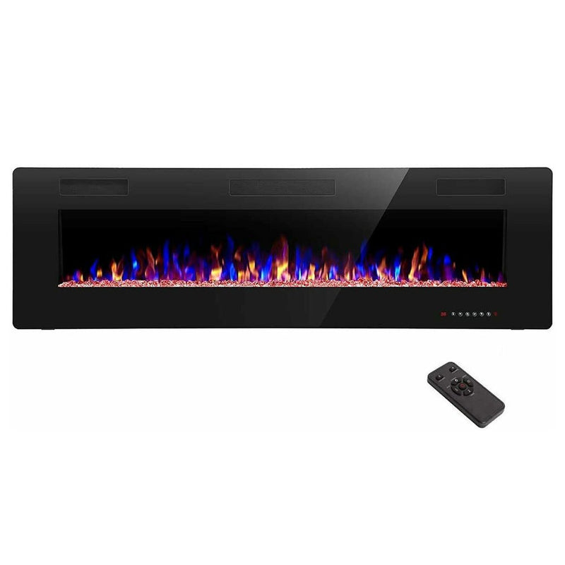 Large 68'' Electric Recessed Wall Mounted In-Wall Fireplace Heater, 1500W (94824260) - SAKSBY.com - Front View