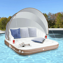 Large 71'' Inflatable Pool Lounge - Floating Island W/ Detachable Canopy - SAKSBY.com - Pool Floats & Loungers - SAKSBY.com