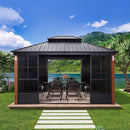 Large Heavy Duty Outdoor Aluminum Patio Hard Double Steel Top Backyard Sun Room Gazebo, 12x14FT (94625371) - SAKSBY.com - Canopies & Gazebos - SAKSBY.com