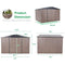 Large Heavy Duty Outdoor Metal Garden Tools Storage Utility Shed W/ Lockable Door, 8x10' (SAK72751) - Saksby Wholesale - Dimensions