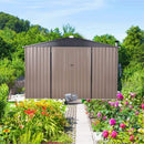 Large Heavy Duty Outdoor Metal Garden Tools Storage Utility Shed W/ Lockable Door, 8x10' (SAK72751) - Saksby Wholesale - Lifestyle