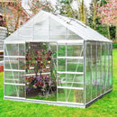 Large Heavy Duty Outdoor Walk-In Polycarbonate Aluminum Frame Greenhouse W/ Adjustable Vents & Sliding Demonstration View