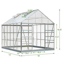 Large Heavy Duty Outdoor Walk-In Polycarbonate Aluminum Frame Greenhouse W/ Adjustable Vents & SlidingDoors, Measurement View