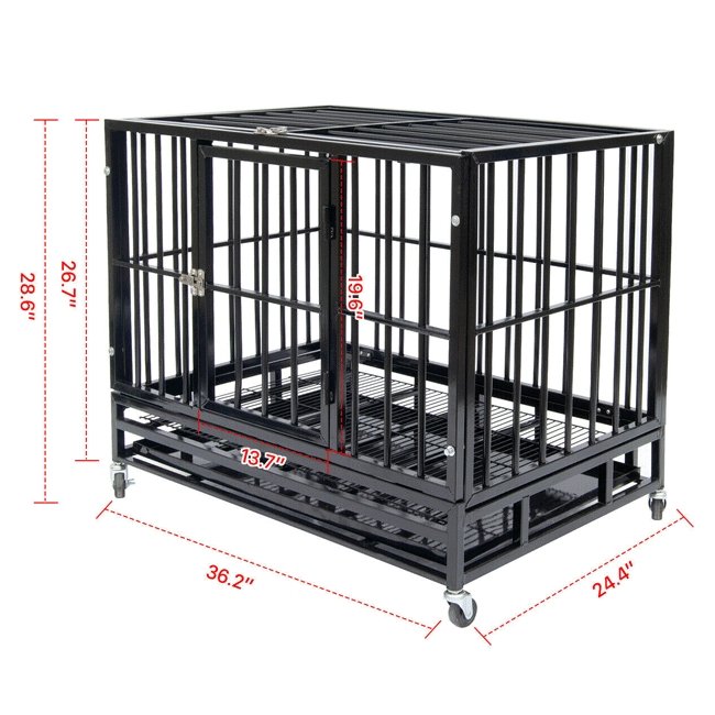 Large Heavy Duty Pet Crate Kennel Playpen W/ Tray & Wheels - SAKSBY.com - Pet Supplies - SAKSBY.com