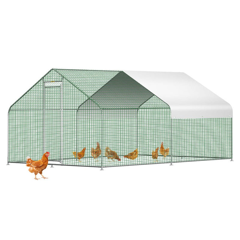 Large Metal Walk-In Backyard Chicken Coop Run Hen House Cage, (12.8 x 9.8 x 6.5)' (94231780) - SAKSBY.com Full View