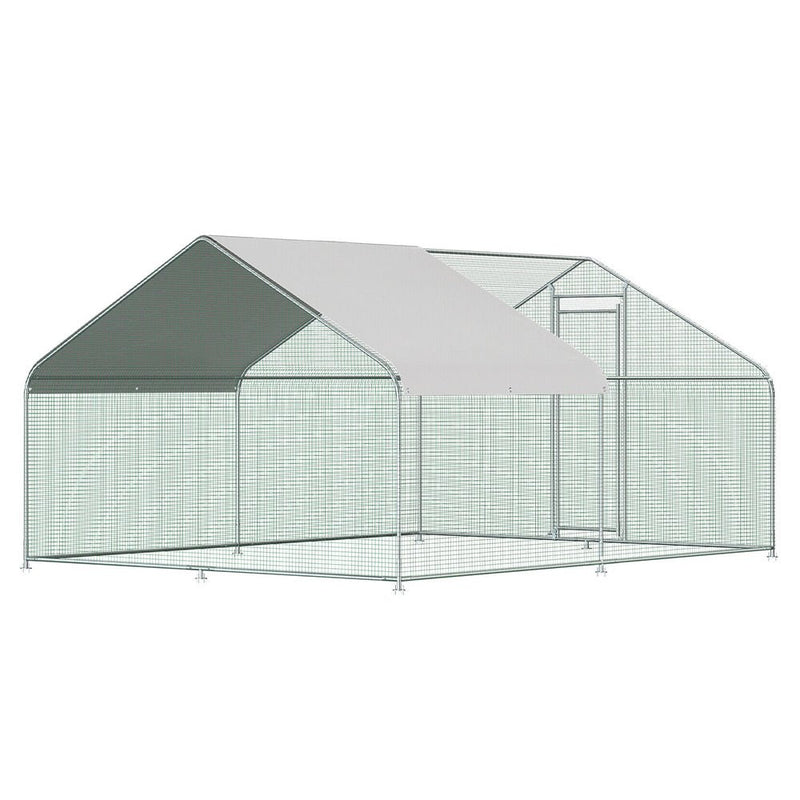 Large Metal Walk-In Backyard Chicken Coop Run Hen House Cage, (12.8 x 9.8 x 6.5)' (94231780) - SAKSBY.com - Side View