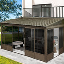 Large Outdoor All-Season Wall Mounted Sunroom Solarium With Galvanized Steel Roof & Moveable PVC Screen, 12x14FT (93146475) - SAKSBY.com - Canopies & Gazebos - SAKSBY.com