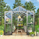 [08X12FT] Large Premium Outdoor Aluminum Polycarbonate Greenhouse With Double Swing Doors (SAK92641) - Saksby Wholesale - Entrance View In Lifestyle Image