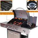 Large Outdoor BBQ Stainless Steel Propane Gas Grill With 4 Burners, 42K BTU (SAK61283) - Saksby Wholesale - Electronic Ignition System