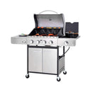 Large Outdoor BBQ Stainless Steel Propane Gas Grill With 4 Burners, 42K BTU (SAK61283) - Saksby Wholesale - Front Side View
