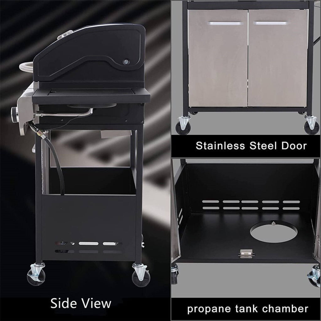 Large Outdoor BBQ Stainless Steel Propane Gas Grill With 4 Burners, 42K BTU (SAK61283) - Saksby Wholesale - Side View Details