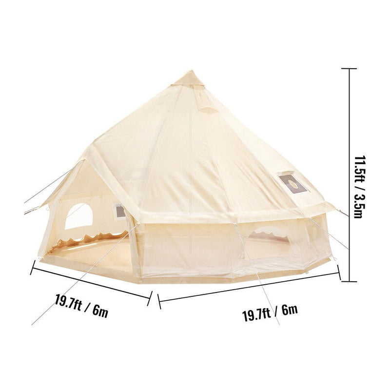 Large Outdoor Glamping Yurt Teepee Canvas Camping Bell Tent W/ Stove Jack, 20FT - SAKSBY.com - Yurt Tent - SAKSBY.com