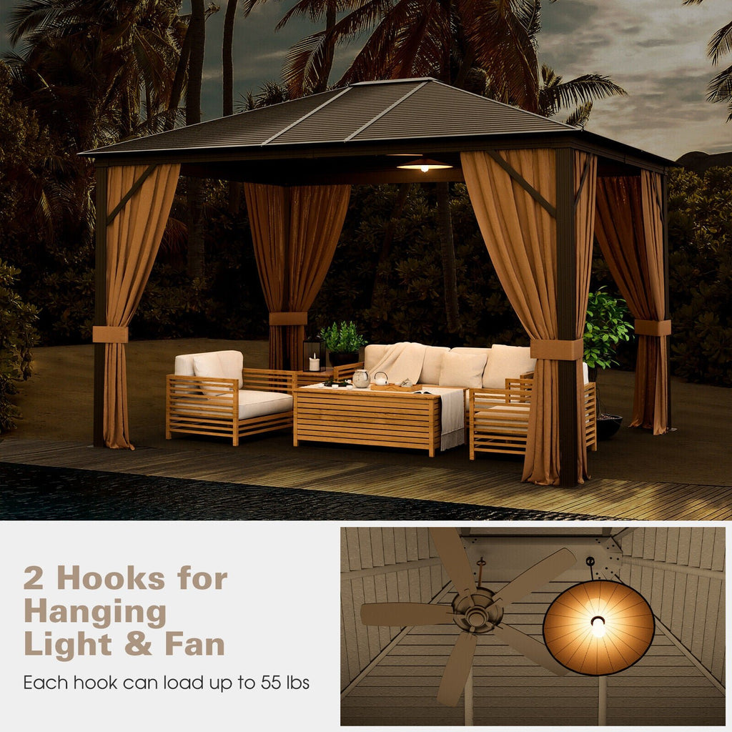 Large Outdoor Hardtop Patio Gazebo With Galvanized Steel Top & Aluminum Frame, 12' x 10' - SAKSBY.com - Demonstration View