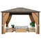 Large Outdoor Hardtop Patio Gazebo With Galvanized Steel Top & Aluminum Frame, 12' x 10' - SAKSBY.com - Front View