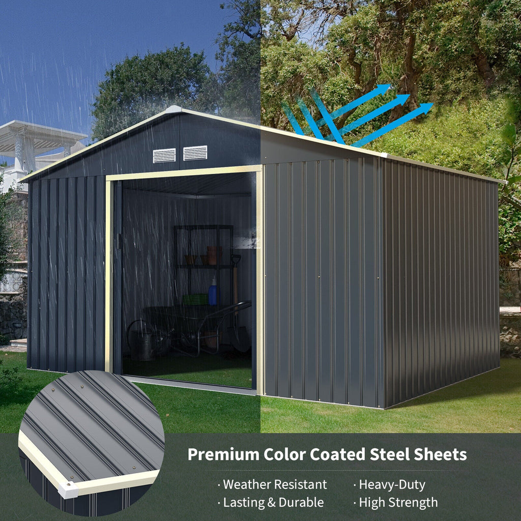 Large Outdoor Metal Storage Backyard Shed W/ Lockable Sliding Doors, 11' x 8' (93064172) - Zoom Parts View