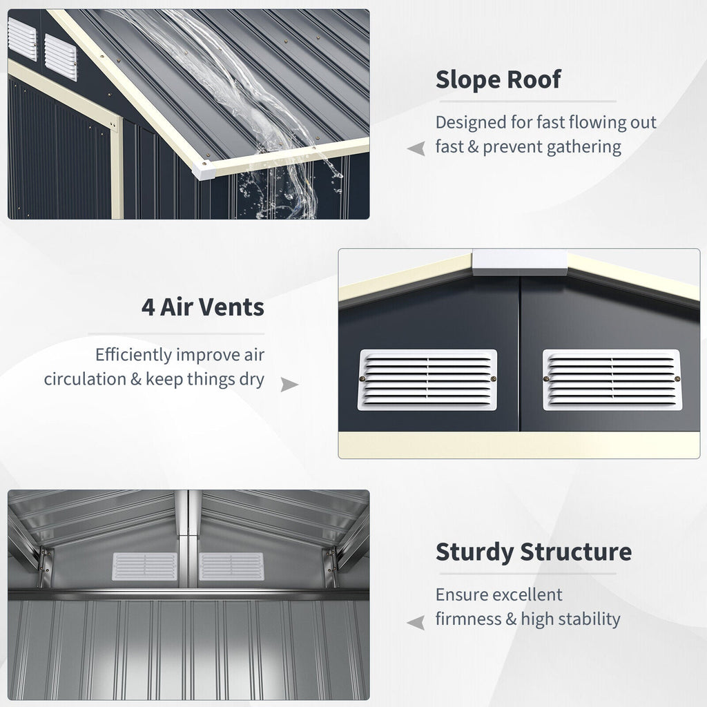 Large Outdoor Metal Storage Backyard Shed W/ Lockable Sliding Doors, 11' x 8' (93064172) - Zoom Parts View