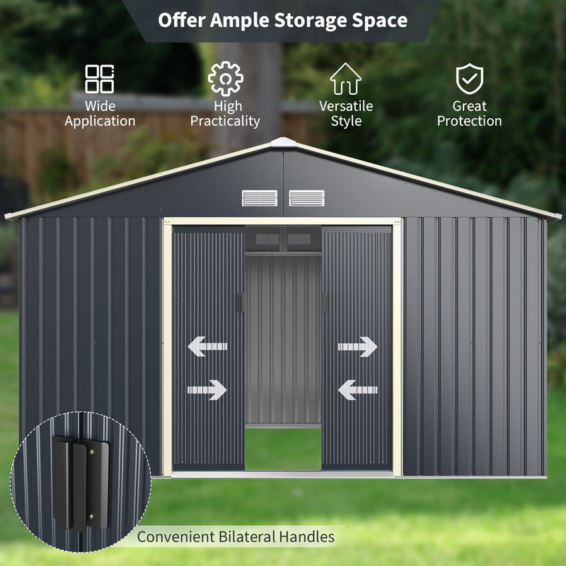 Large Outdoor Metal Storage Backyard Shed W/ Lockable Sliding Doors, 11' x 8' (93064172) - SAKSBY.com - Home Improvement - SAKSBY.com