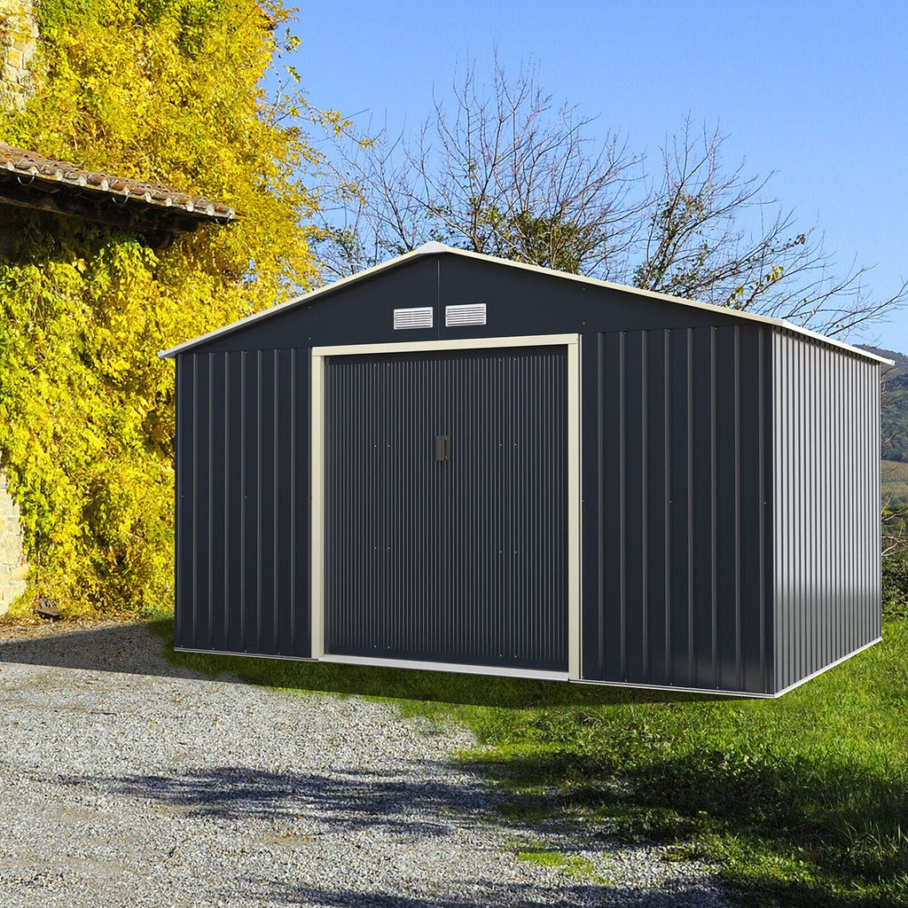 Large Outdoor Metal Storage Backyard Shed W/ Lockable Sliding Doors, 11' x 8' (93064172) - Demonstration View